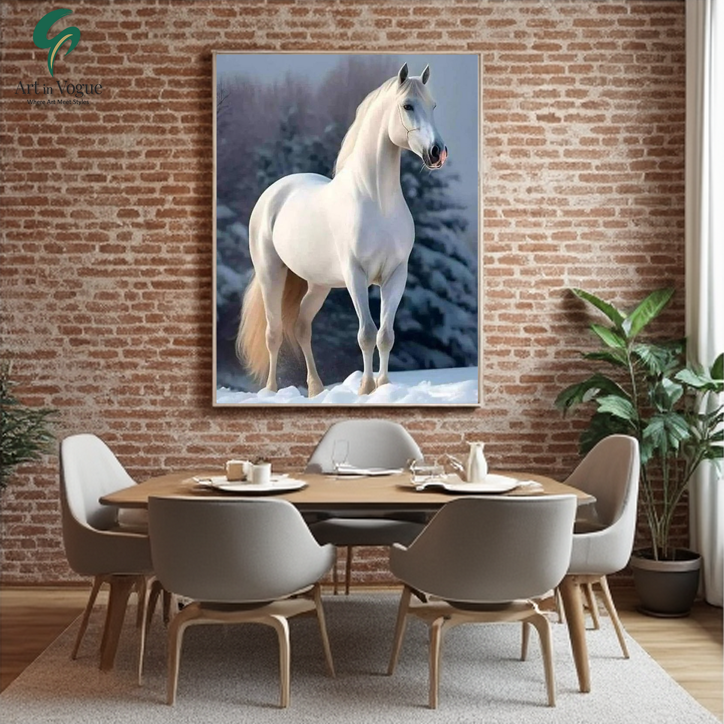 Majestic White Stallion in Winter