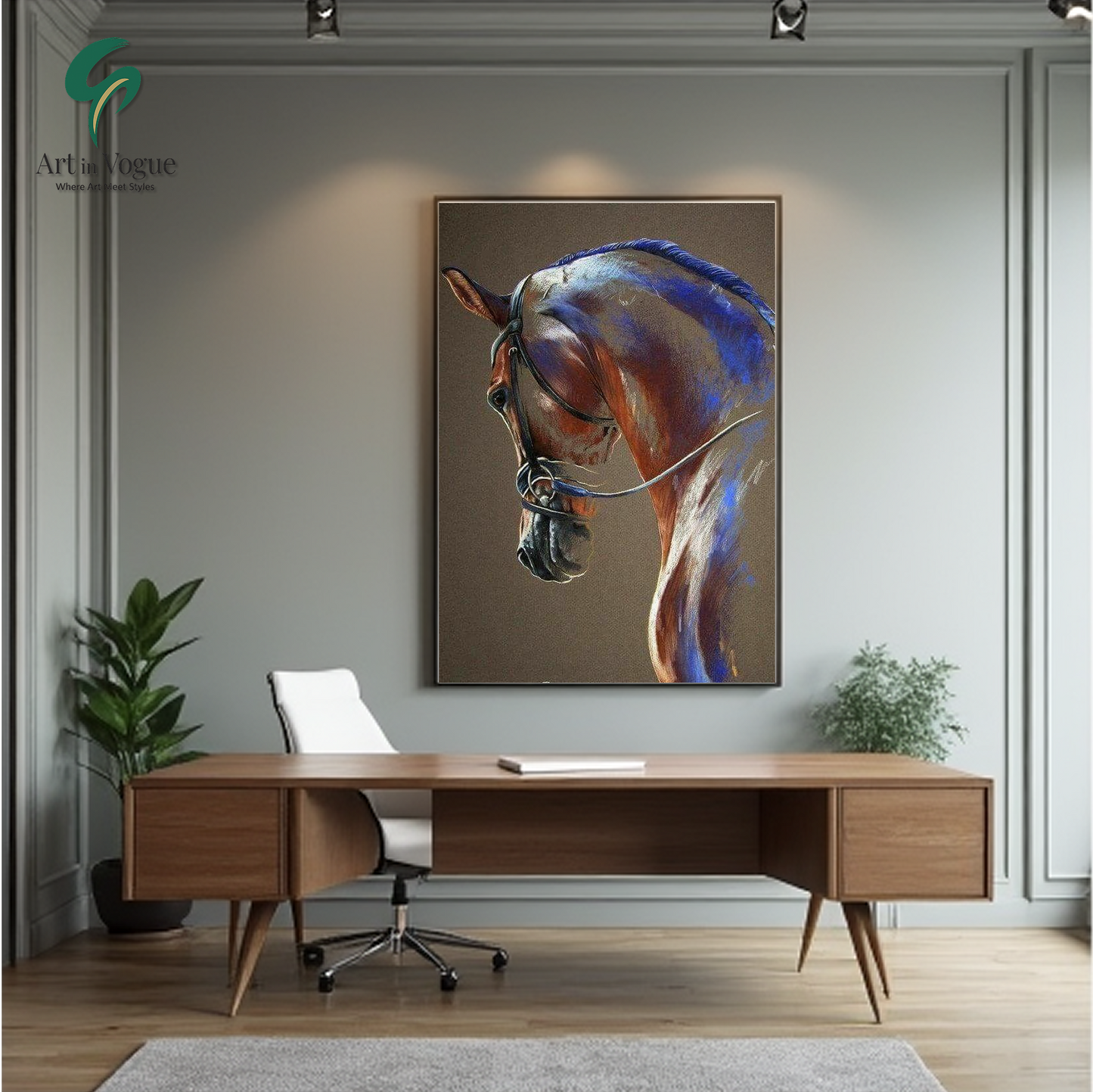 The Loyal Brown Horse with Blue Highlights