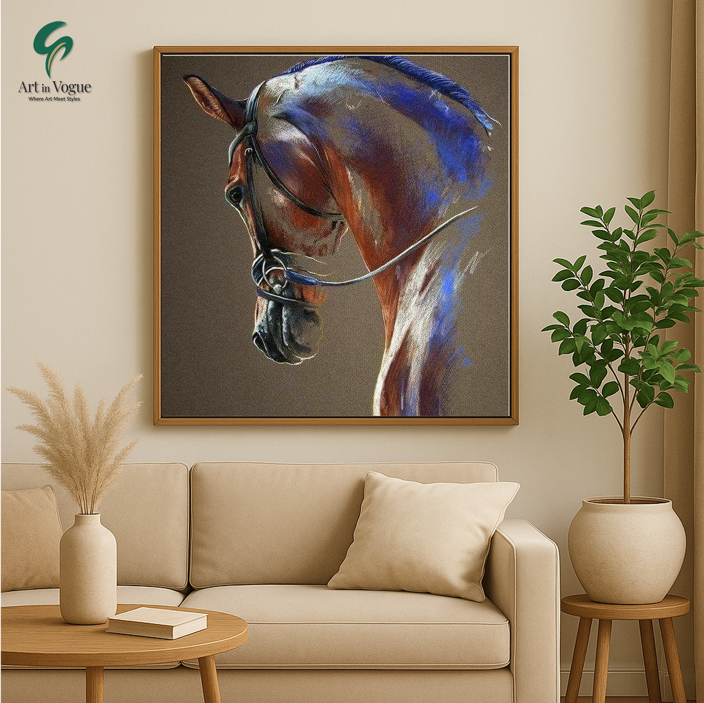 The Loyal Brown Horse with Blue Highlights