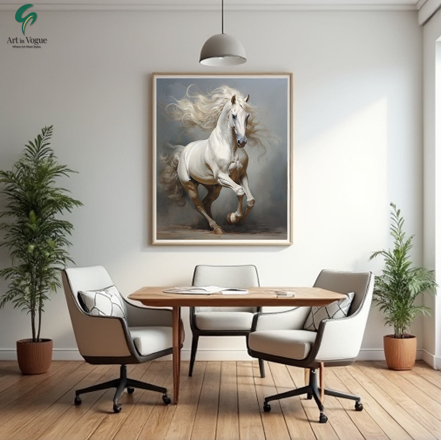 The Spirit of Freedom: White Stallion in Motion