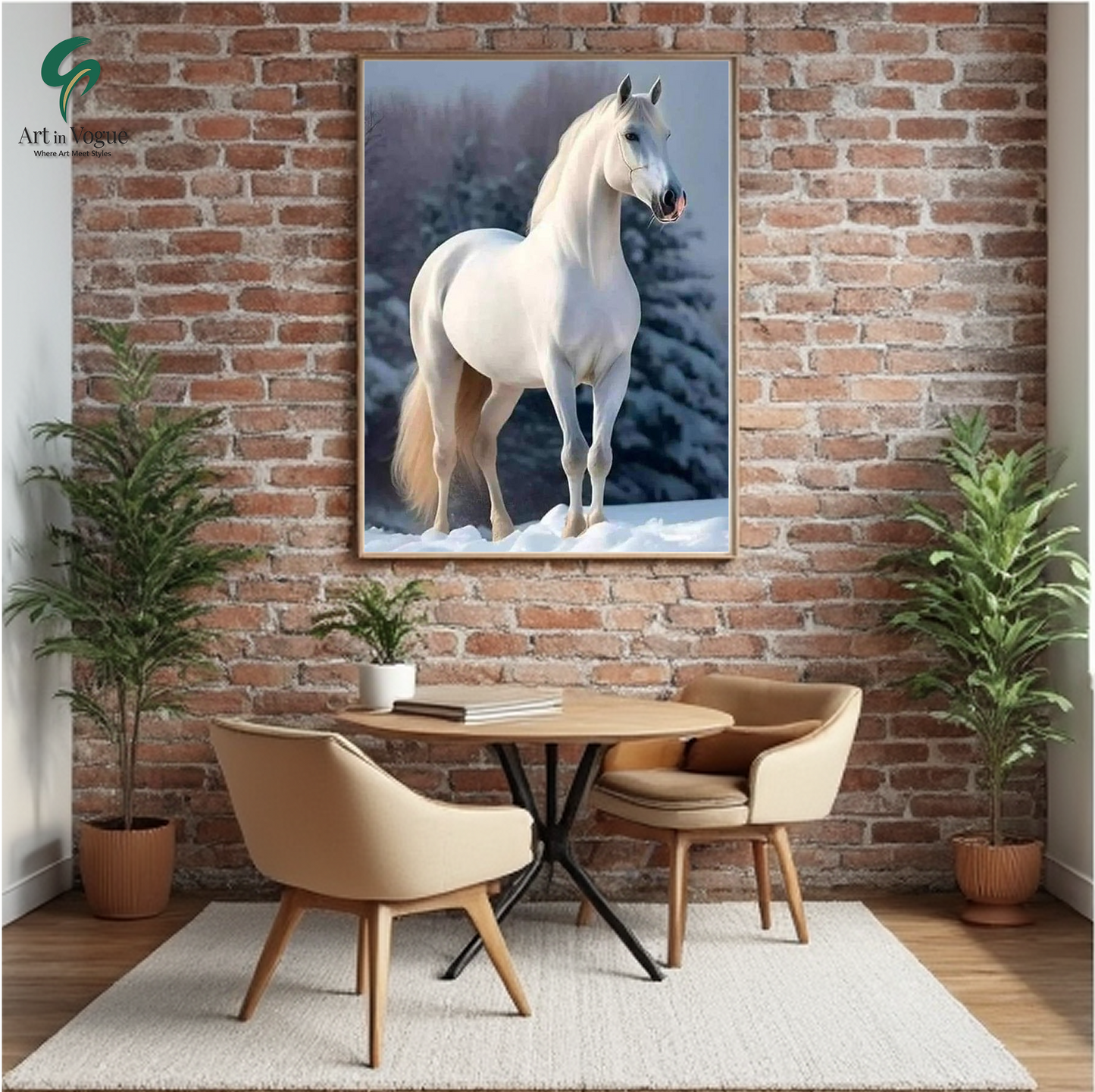 Majestic White Stallion in Winter