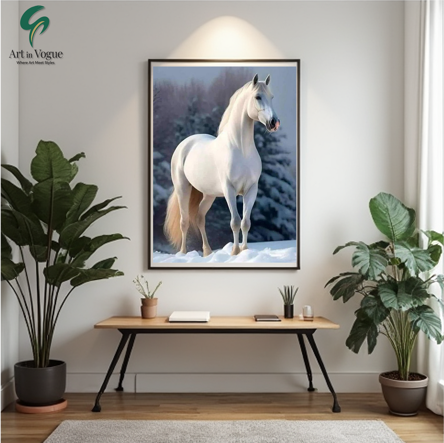 Majestic White Stallion in Winter