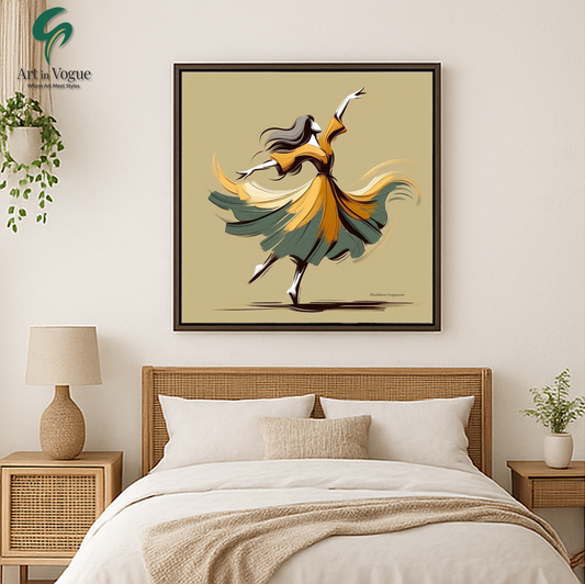 Elegant Dancing Woman Abstract Wall Art | Modern Graceful Dancer Painting for Home & Office Decor