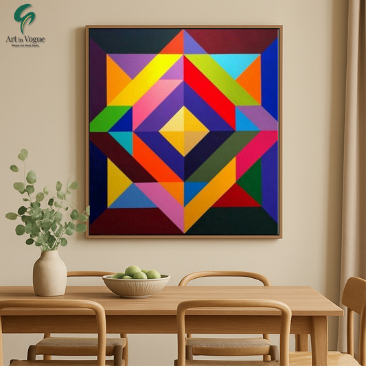 Geometric Abstract Art - Colorful Symmetrical Pattern Canvas - Modern Wall Decor for Contemporary Spaces
