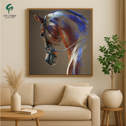 The Loyal Brown Horse with Blue Highlights