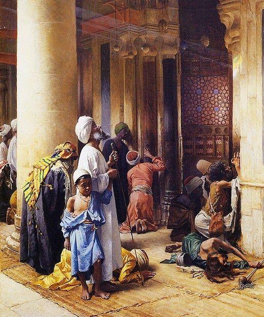 Devotional Prayer at the Temple Gates – A 19th Century Orientalist Masterpiece