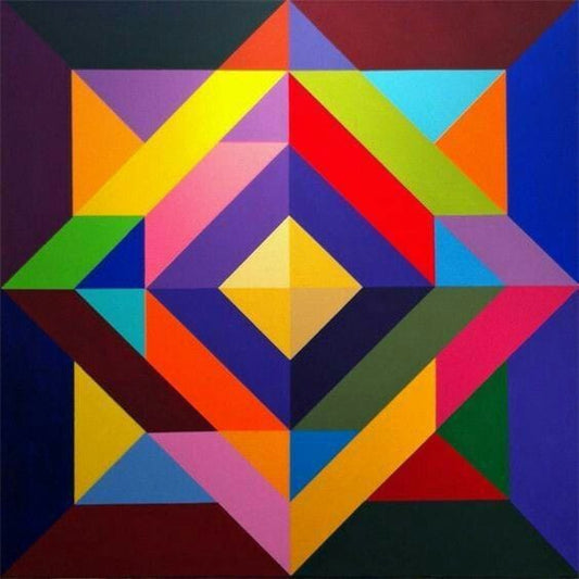Geometric Abstract Art - Colorful Symmetrical Pattern Canvas - Modern Wall Decor for Contemporary Spaces
