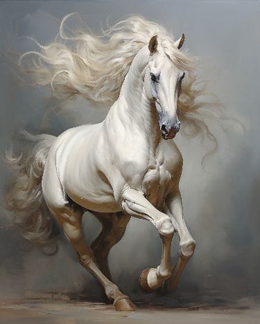The Spirit of Freedom: White Stallion in Motion