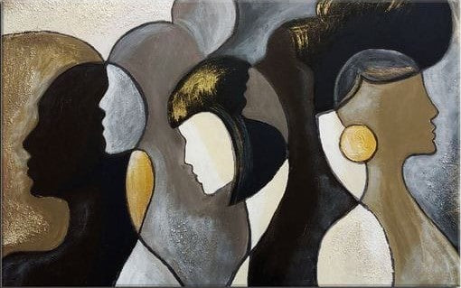 Elegant Silhouettes in Harmony – Contemporary Abstract Portrait Wall Art