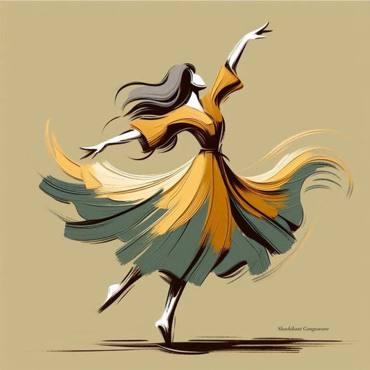 Elegant Dancing Woman Abstract Wall Art | Modern Graceful Dancer Painting for Home & Office Decor