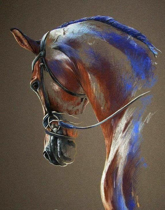The Loyal Brown Horse with Blue Highlights