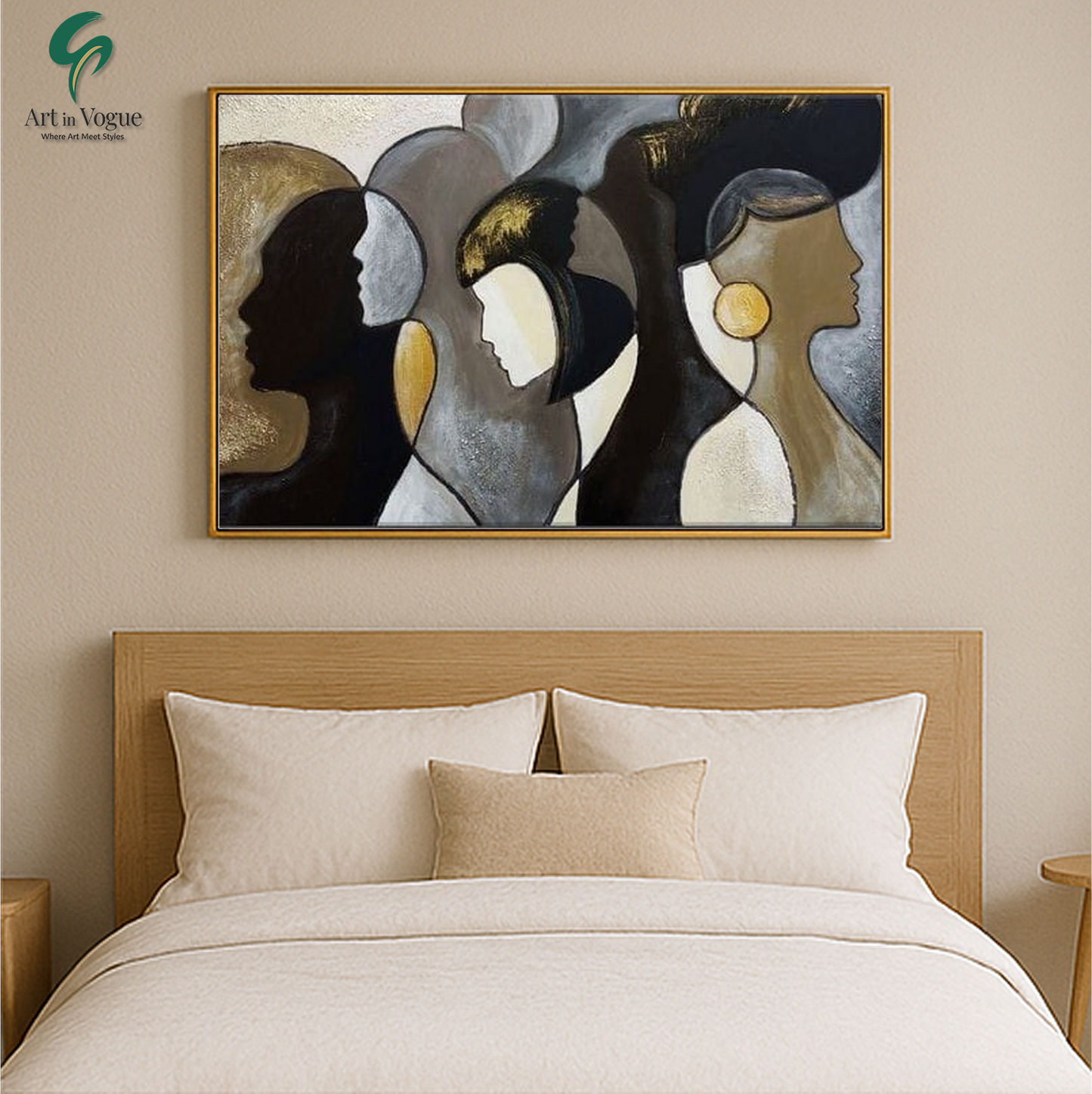 Elegant Silhouettes in Harmony – Contemporary Abstract Portrait Wall Art