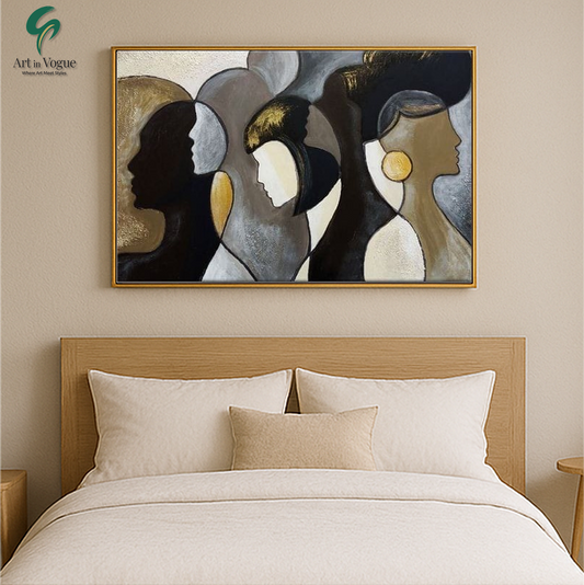 Elegant Silhouettes in Harmony – Contemporary Abstract Portrait Wall Art