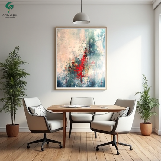Bold Abstract Expressionist Wall Art – Red and Blue Modern Textured Painting