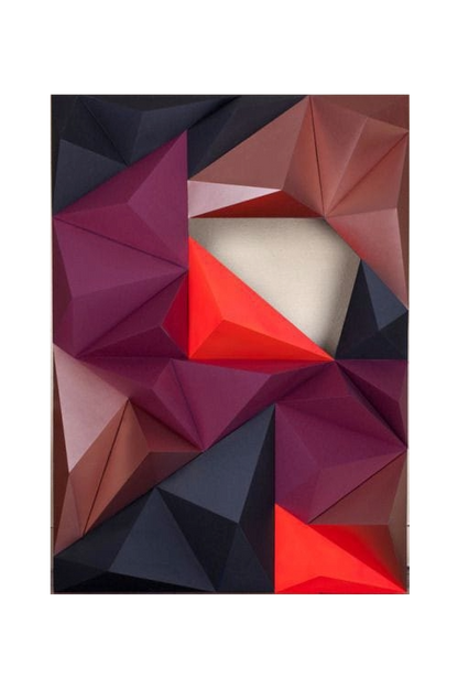 3D Geometric Abstract Wall Art - Bold Polygon Shapes in Red, Black & Purple - Modern Contemporary Decor