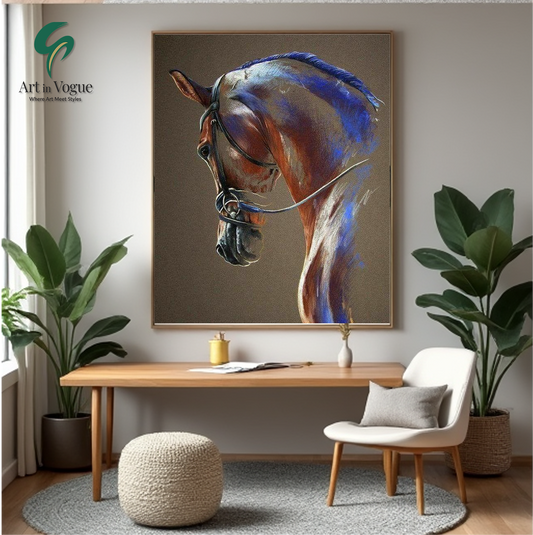 The Loyal Brown Horse with Blue Highlights