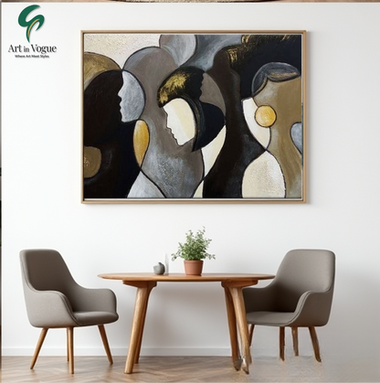 Elegant Silhouettes in Harmony – Contemporary Abstract Portrait Wall Art