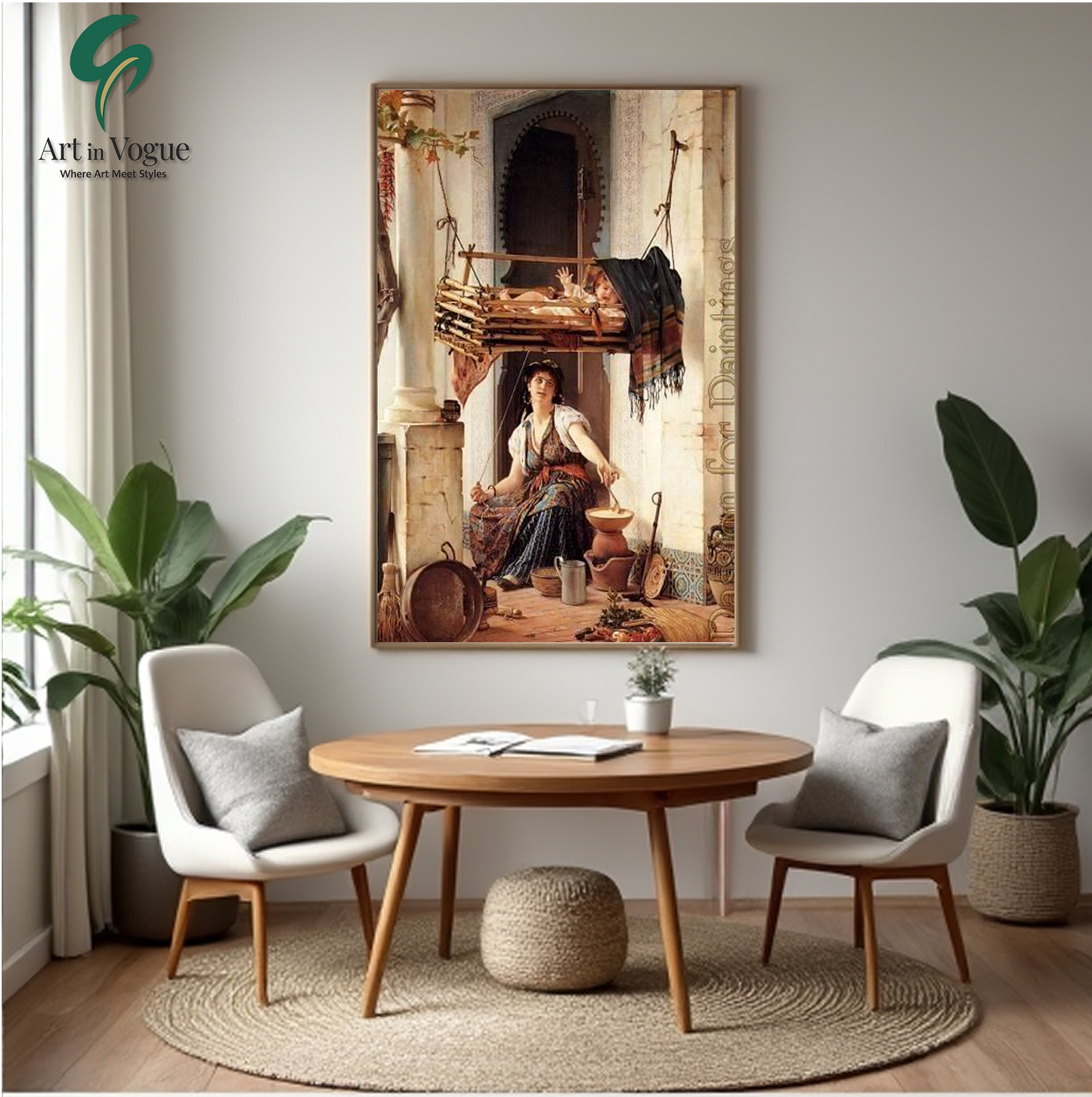 Tranquil Moments of Motherhood in an Oriental Courtyard