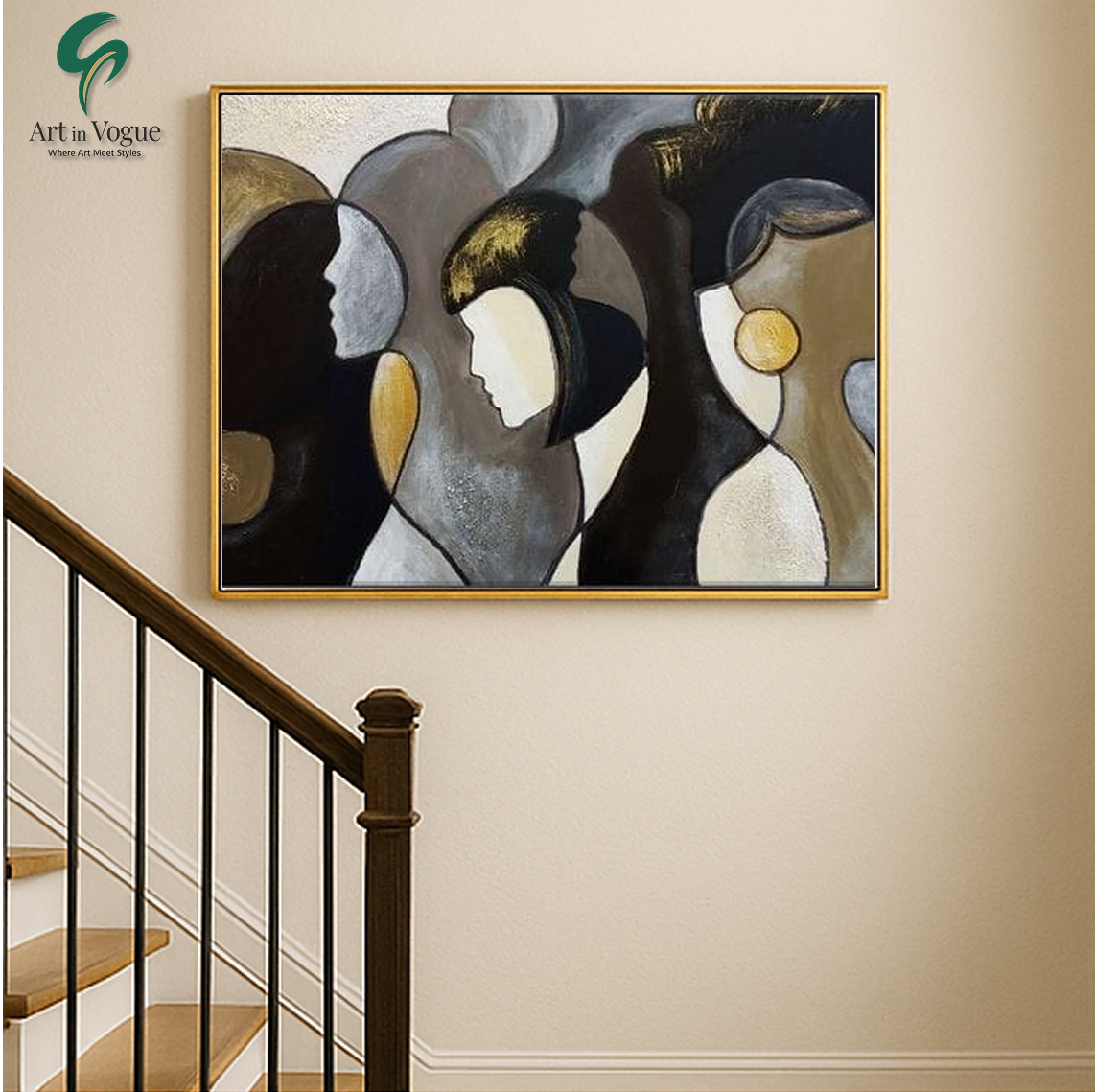 Elegant Silhouettes in Harmony – Contemporary Abstract Portrait Wall Art